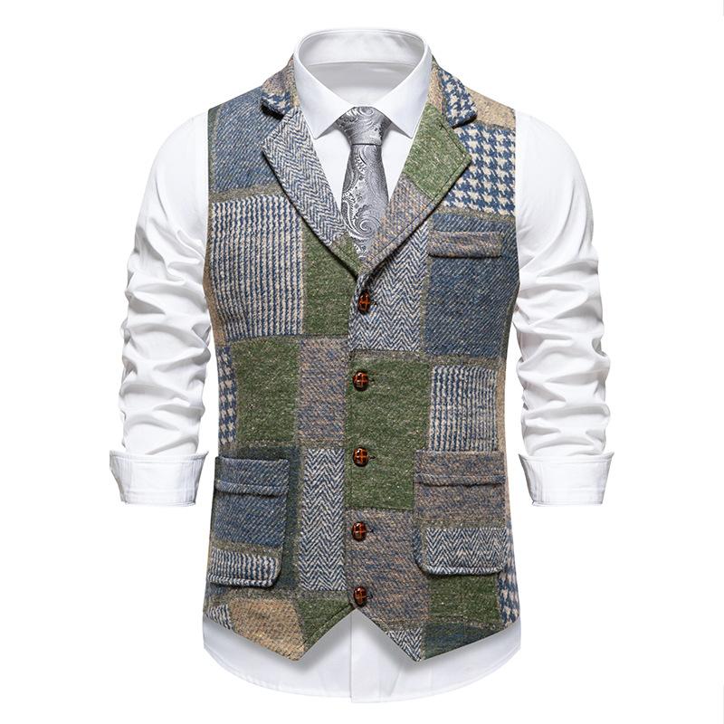 

2026 New Autumn Retro Lapel Suit Vest 2XL синій