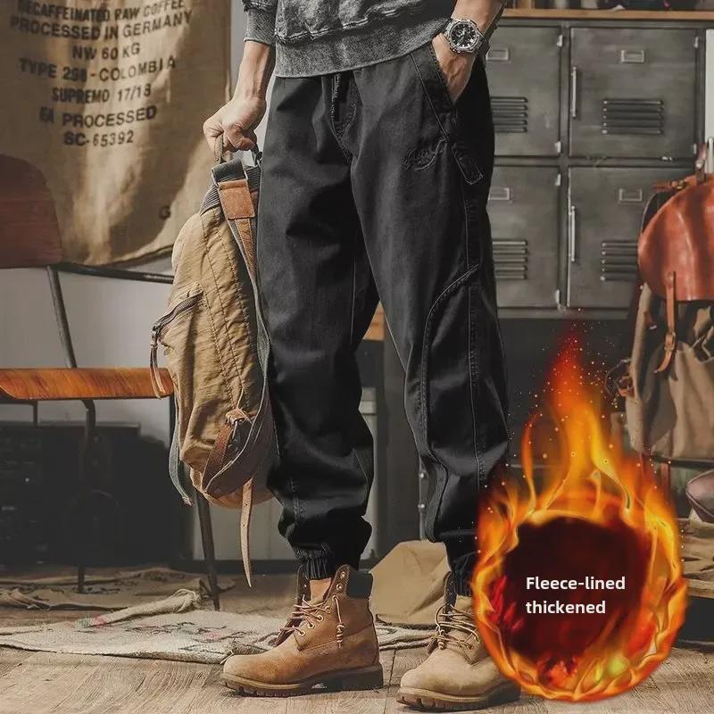 Men's Heavyweight Retro Winter Overalls - Loose, Thickened, Cuffed, Plus Velvet