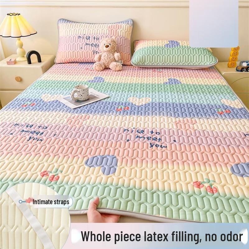 Summer Printed Ice Silk Latex Cooling Mat Set