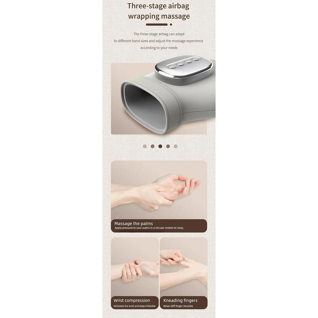 Cordless Electric Hand Massager with Airbag Compression, Heat & Vibration