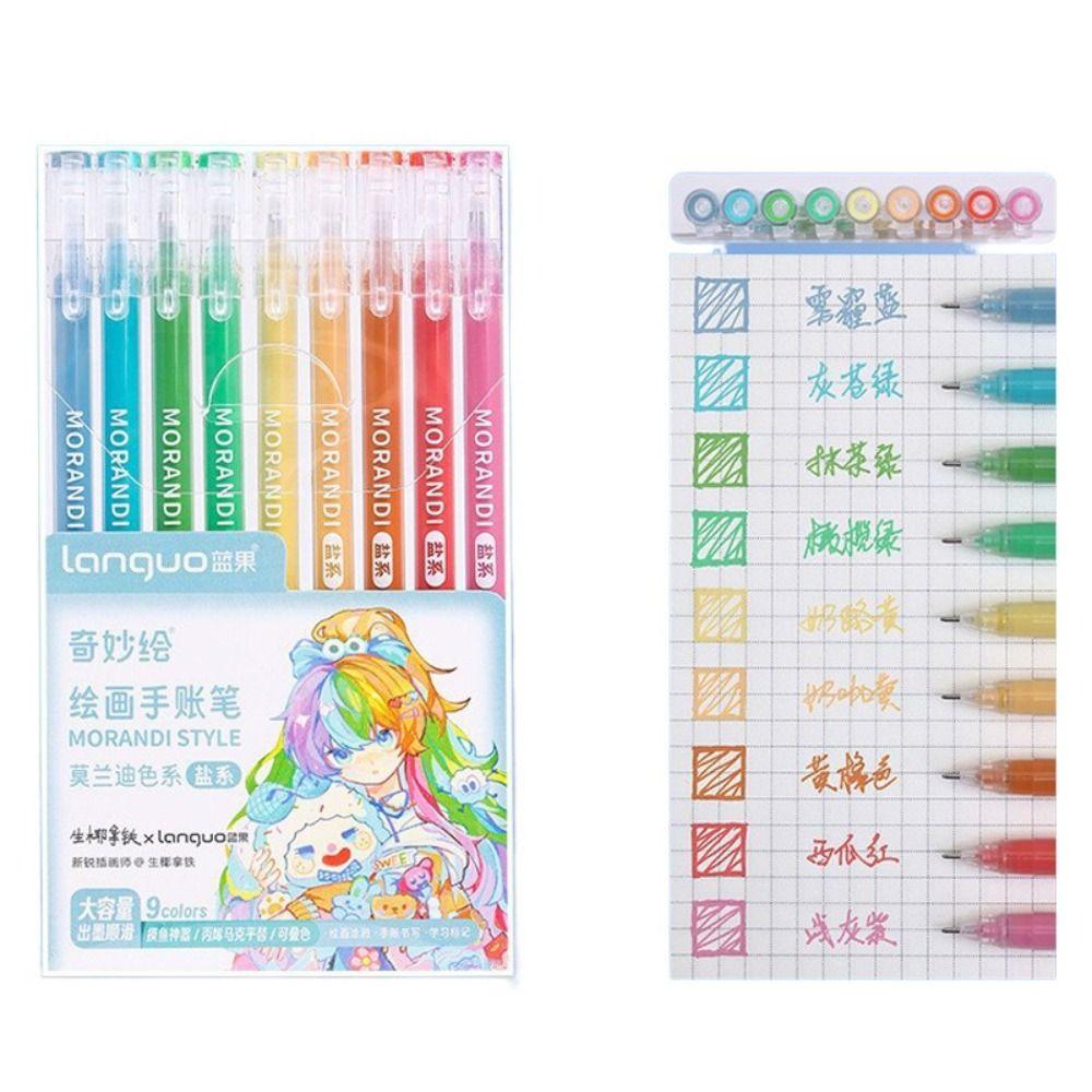 Kawaii Vintage Morandi Gray Pens Set Multi Color Gel Ink Pens Marker Liner Ballpoint Pen School Office Stationery Gift Pen