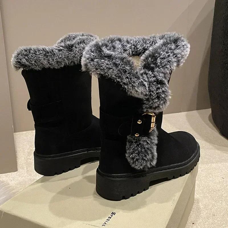 Womens Snow Boots Padded Elegant With Medium Heels Plus Warm Shoes for Women Winter 2025 Demi-season Spring on Slip Hot Fashion