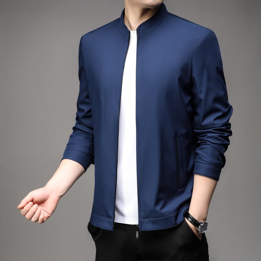 Spring Youth Jacket Men's Jacket Business Casual Jacket New Men's Solid Color Crew Neck Top