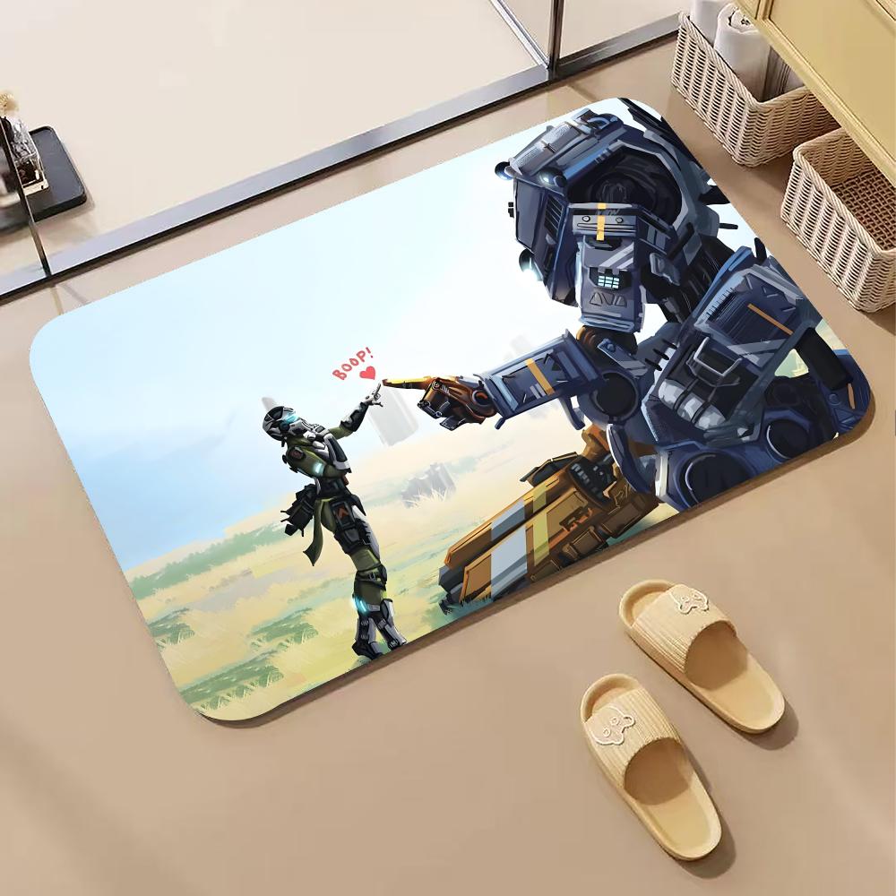 Anime T-Titanfall II Floor Mat Diatomite Bath Mat, Quick Dry Absorbent Non-Slip Door Mat
