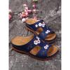 Damen Einriemen-Slipper Sommer Römischer Stil Keilabsatz Plateau-Sandalen Bestickte Blumen-Sandalen