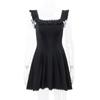 Black Dress Women Elegant Vintage Puff Sleeve Square Collar Mini Dresses Girl Little Black Skirt Women's Summer Clothing