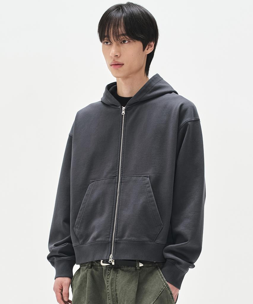 Soverment 780G Solid Crop Hoodie Zip-Up - Anthracite Charcoal -