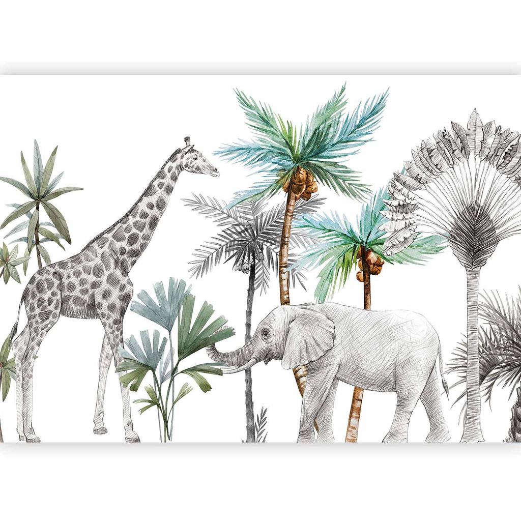Wallpaper - Jungle Animals Wallpaper For Children's Room In Cartoon Style