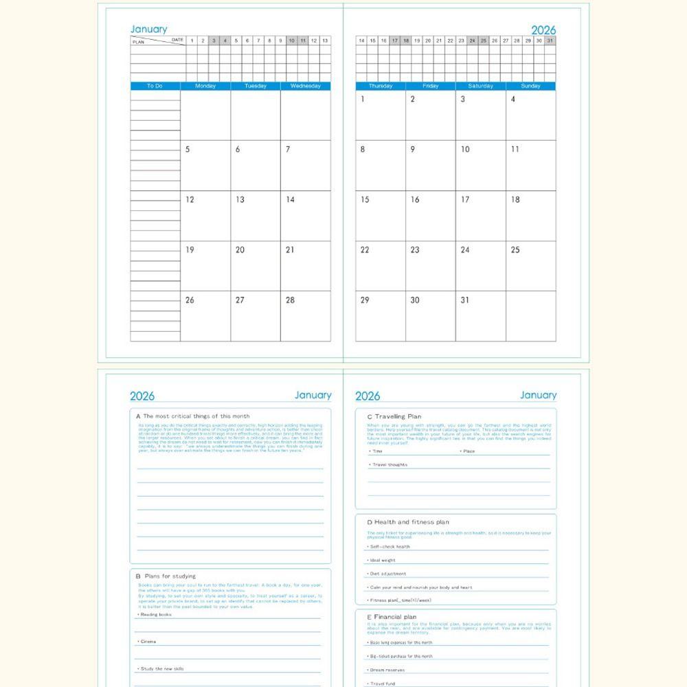 English 2026 Schedule Planner Notepad 12 Months To-do List Notebook  Business