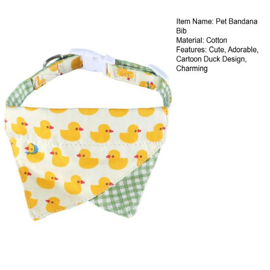 Dog Bandana Bib Cute Yellow Duck Design Dog Saliva Towel Adjustable Pet Collar Scarf for Small Medium Large Dogs Cats