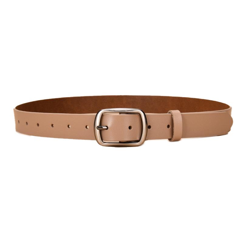 New Two-layer Leather Women's Pin Buckle Belt Casual and Versatile Retro Leather Belt Women's Japanese Buckle Jeans Belt