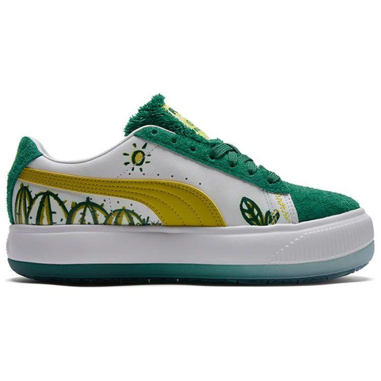 Puma Flabjacks X  Suede Mayu Fuzzy Cactus Park Graffiti Low-Top Sneakers Women Sneakers Light-Green 388595-01