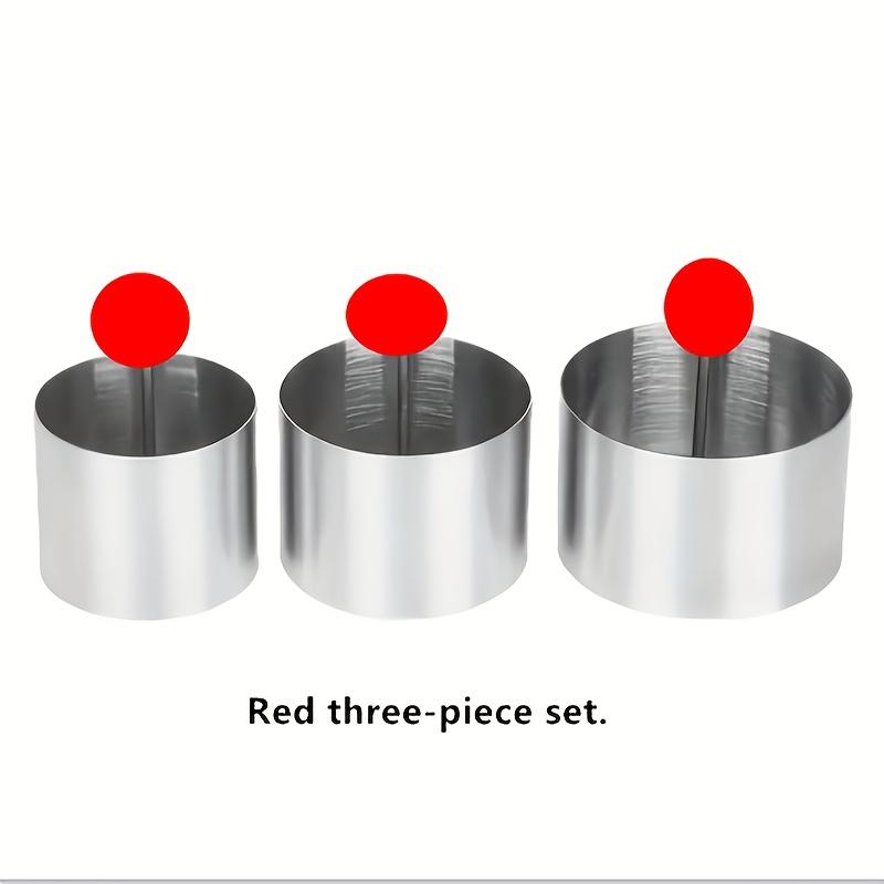 3er Set Kuchenringformen mit Stoßer, Edelstahl-Kuchenringe, Mousse-Ringe, Reisbällchen-Formen, Backwerkzeuge, Küchenhelfer, Küchenzubehör