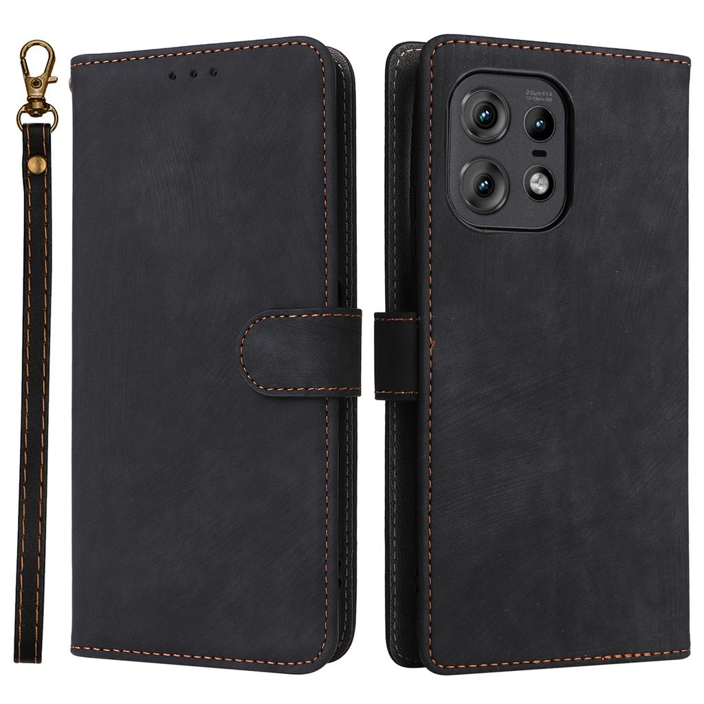 For Motorola Edge 50s Pro 5G/Edge 50 Pro 5G/Edge 50 5G Case RFID Blocking Leather Flip Magnetic Protect Phone Cover with Wrist Strap