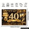 2D-Ebene 40. Geburtstag Party Banner Hintergrund - Schwarz-Gold-Thema 40. Geburtstag, mit strassbesetzter Zahl 40 und yzb