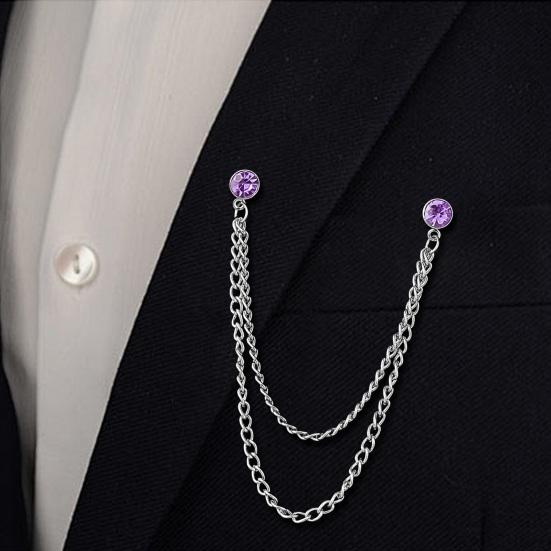 Pánský odznak Špendlík drahokamu Dekor Dvojité řetízky Protiskluzové Oblékání Leštěný kabát Límec Špendlík Kabát Brož Oblečení pro dospělé Klobouky Tašky Šperky