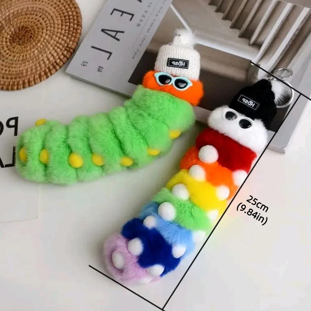 Rainbow Cartoon Keychain PP Cotton Car Key Rings Kawaii Animal Plush Dolls Christmas Birthday Gift