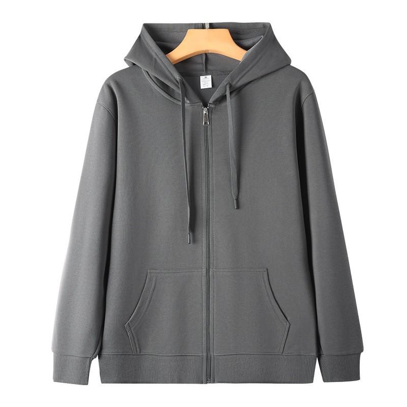Womens 320g Cotton Blend Hooded Zip-Up Sweatshirt Loose Fit Casual Pullover