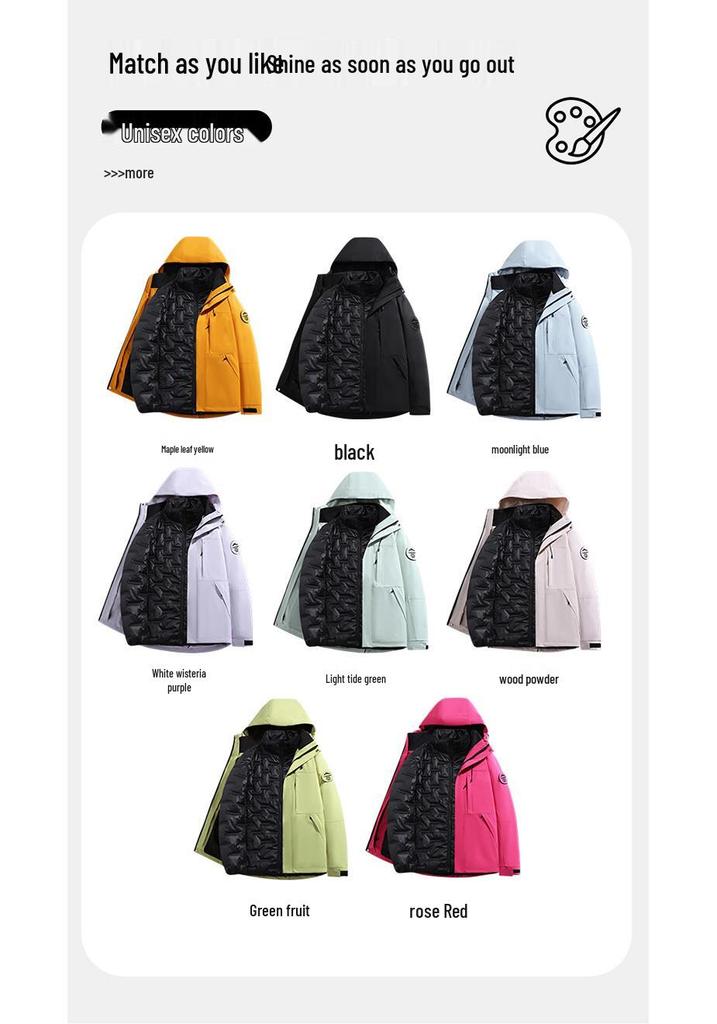 Unisex 3-in-1 Cotton Jacket Set: Windproof, Multi-Functional Climbing & Skiing Gear