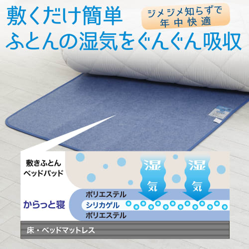 Nishikawa [Nishikawa] Sleep Dry! Easy To Use Bedding Dehumidifying Sheet, Single, Blue. Special Silica Gel Absorbs Sweat and Moisture for a Dry, Comfo