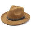 Western Suede Upturned Edge Western Cowboy Hat Men's and Women's Outdoor Travel Hat Rolled Brim Ethnic Style Top Hat Felt Hat