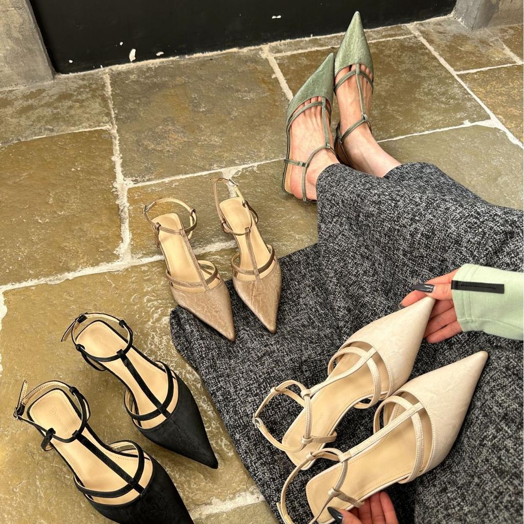 Simple Niche Design Fashion Single Shoes 2025 Summer New Empty Bag Head Sandals Short Heel Skirt Women's Shoes