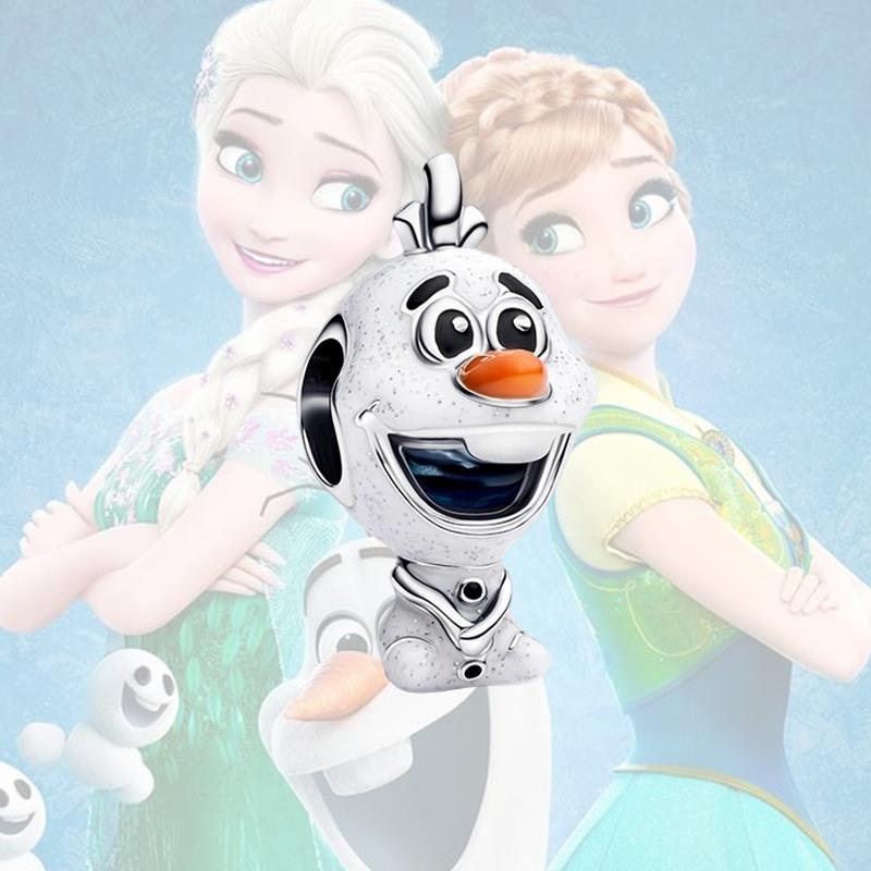 Gefrorener Olaf Schneewittchen Zauberspiegel Charm Anhänger Perlen Echte Originale Passend für Kupferarmband Halskette Perlen Für DIY Schmuck Damen Geschenk Wahl