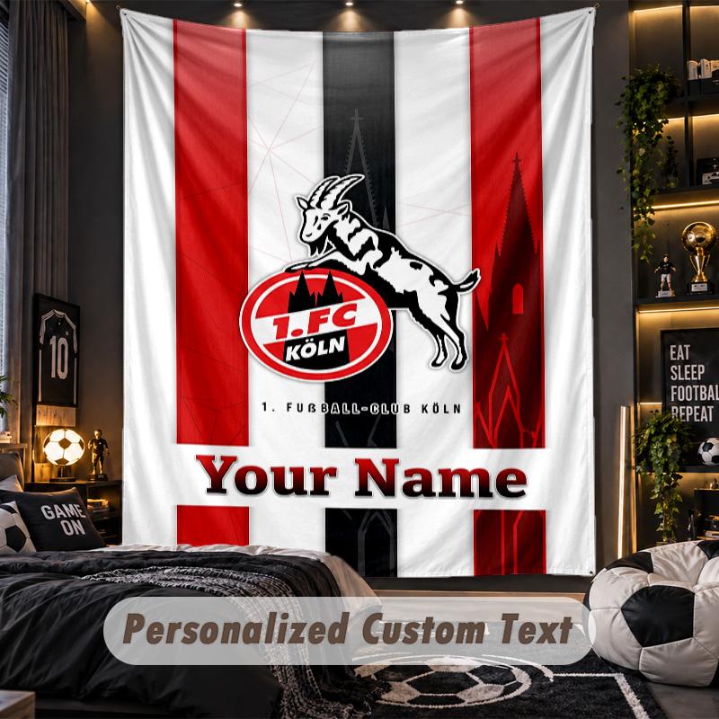 Wandteppich FC Köln Benutzerdefinierter Name Text Personalisierter Wandbehang Teppich Heimwanddekoration