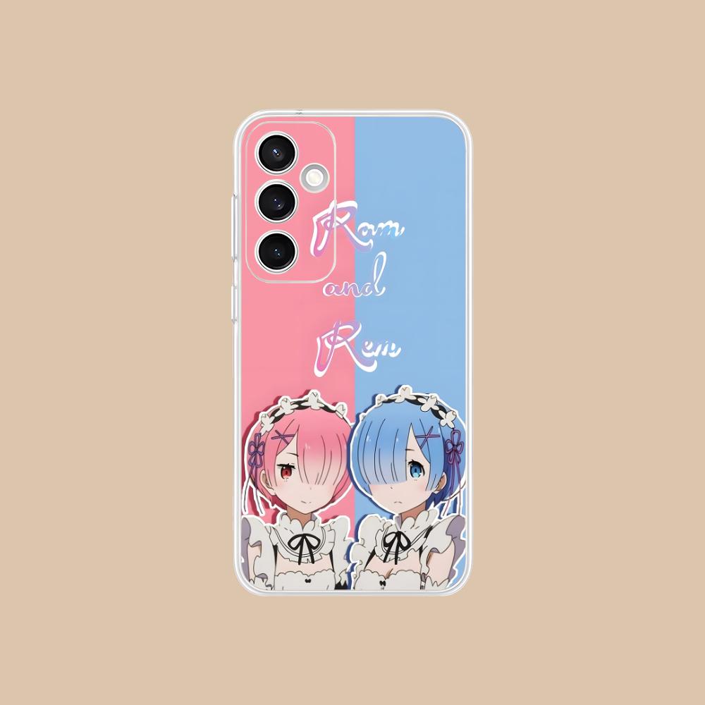 ReZero Rem Ram Clear Mobile Phone Case for Samsung Galaxy S25 S24 S23 S22 S21Plus FE Ultra Colorful Cover