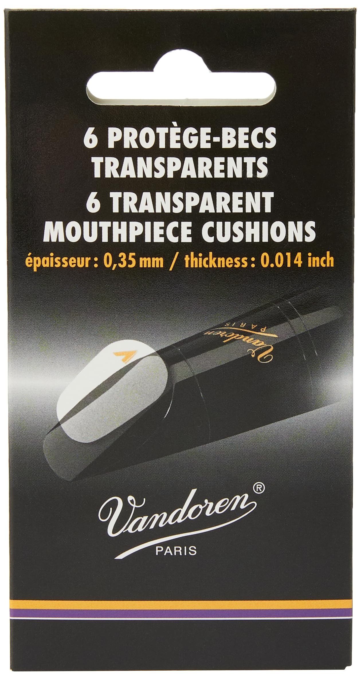 

Vandoren Подушечки для мундштука, 0.35мм (0,014 дюйма), Прозрачный, Упаковка из 6 штук
