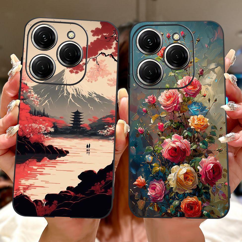 For Techno Spark 20Pro KJ6 Back Cover For Tecno Spark 20 Pro Case Black Silicone Fashion Luxury Cute Cartoon Shockproof Bumper