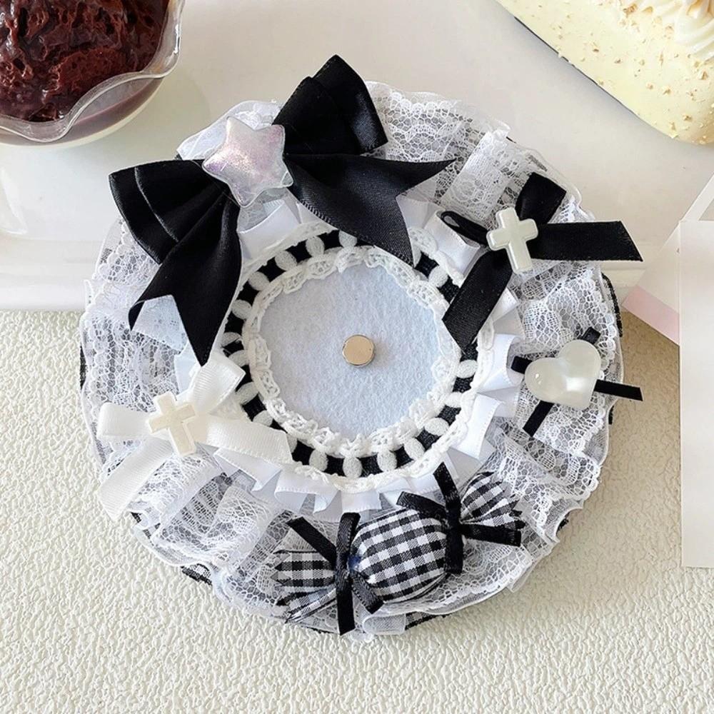 Lace Magnetic Anime Badge Holder Rose Ornate Ribbon Badge Flower  Ita Bag Accessories