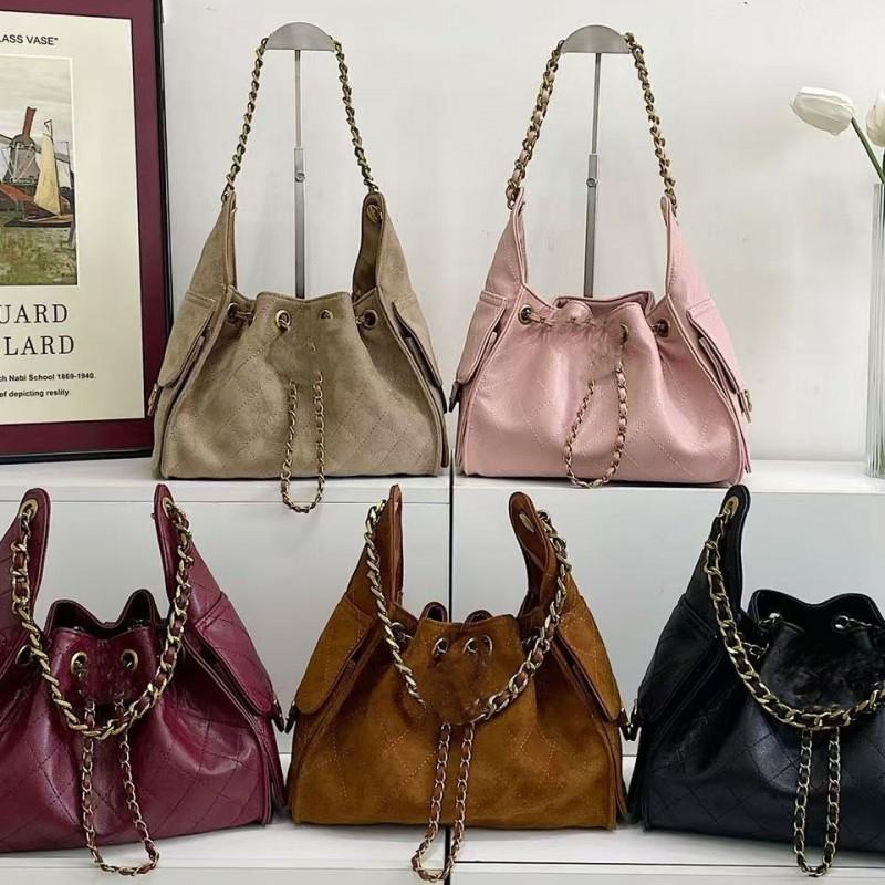 Medium Chain Shoulder Bag Crossbody Women Daily Use Water Bucket Style PU Leather With Magnetic