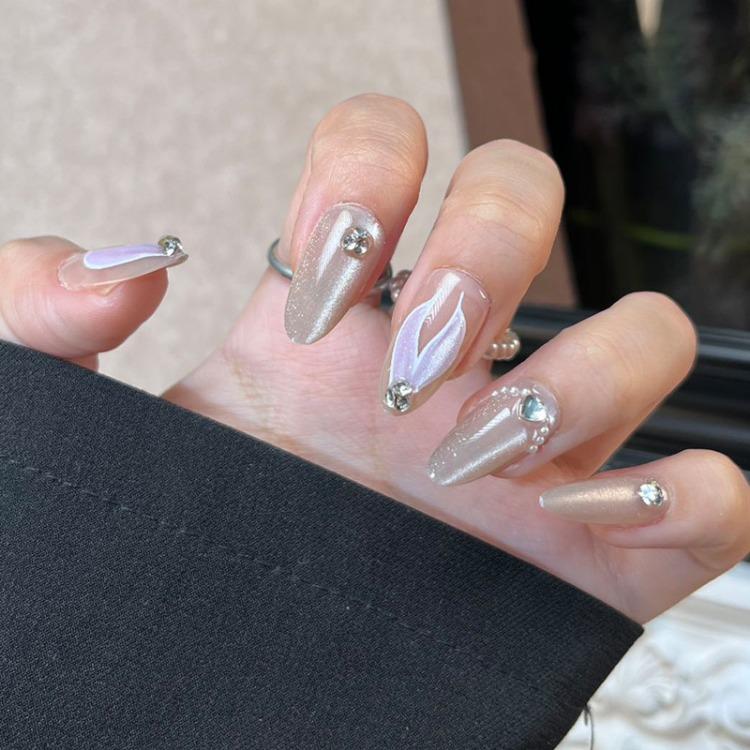 Wearing Nail Advanced Sense Spring and Summer Flash Diamond Butterfly Handmade Nail Piece Spice Girl Wearing Nail Piece