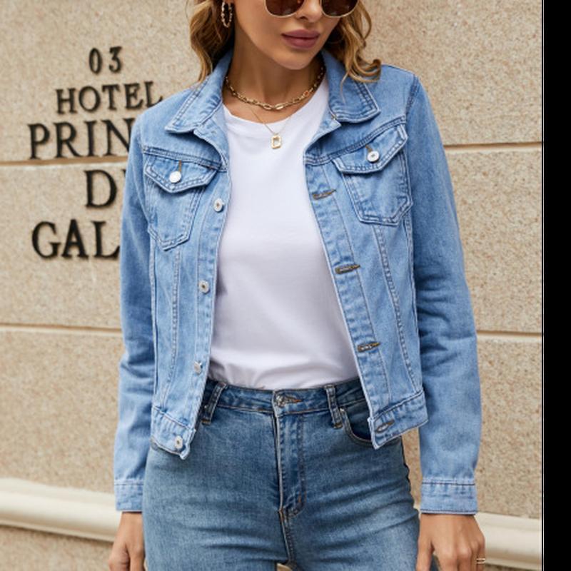 Fashion Slim Fit Polo Denim Coat Women