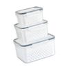3pcs Drain Storage Basket Box Transparent Leakproof Food Storage Containers with Removable Colander for Fridge