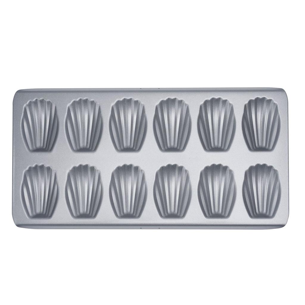 12 Cavity Madeleine Pan Mold Carbon Steel Non Stick Cake Pan Oval Shell Madeline Heavy Duty Cookie Bakeware for Oven Baking