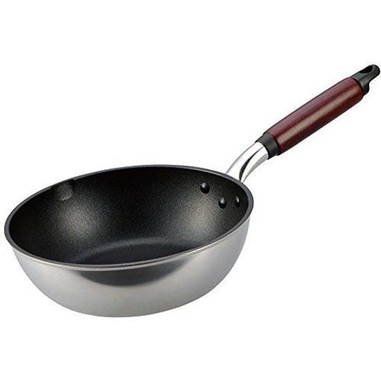 Hokuriku Alumi Deep Frying Pan 22cm Gas Only Lightweight Cast Style Light Teflon Coating Made Japan