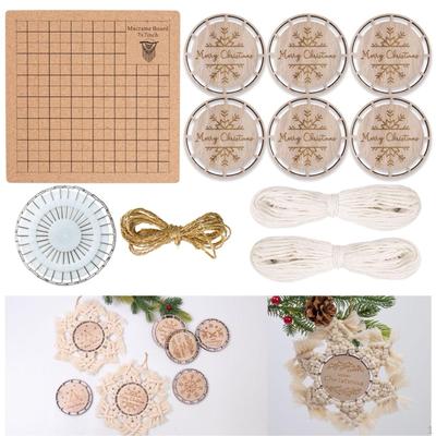 Kit de Artesanato DIY Fatias de Madeira Redondas Inacabadas com Pedaços de Corda para Enfeites de Natal Porta-Copos