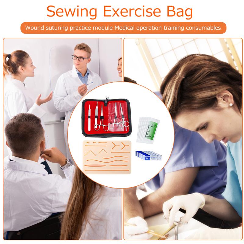 1-4Set Medical Students Suture Practice Kit Surgical Training with Skin Pad Model Tool Set Educational Teaching Equipment