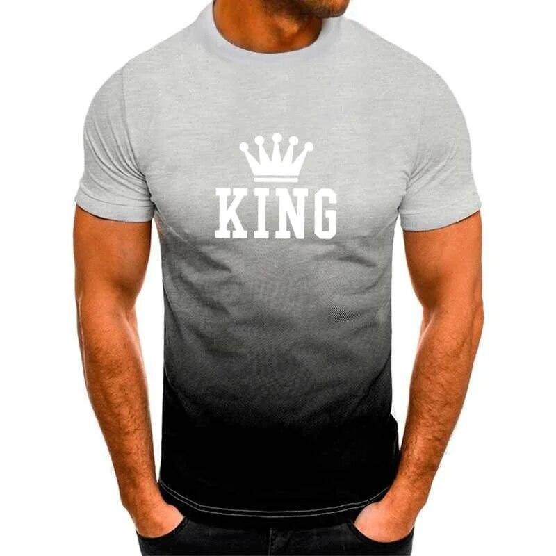 T-shirty w stylu vintage dla mężczyzn list KING Top z nadrukiem graficzny T Shirt ponadgabarytowy O-Neck z krótkim rękawem moda Streetwear odzież męska