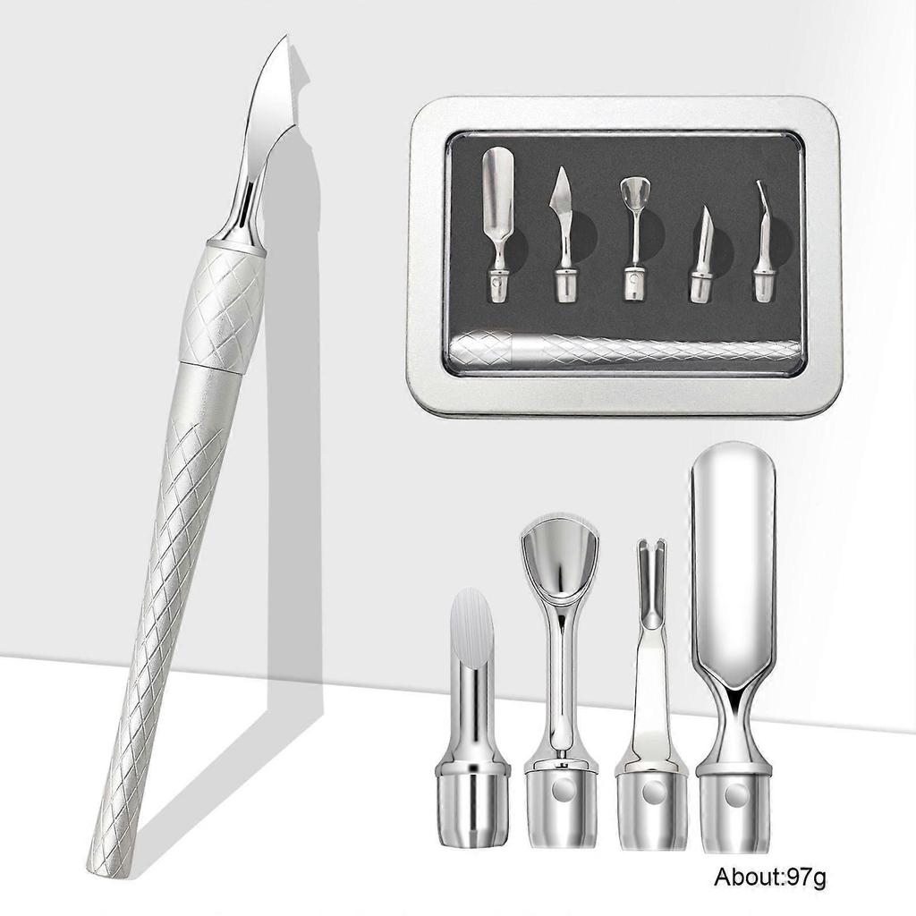 1 Set Cuticle Pusher Tools - Professional Nail Cuticle Remover With Stainless Steel Replacement Head - Nail Cleaner Trimmer