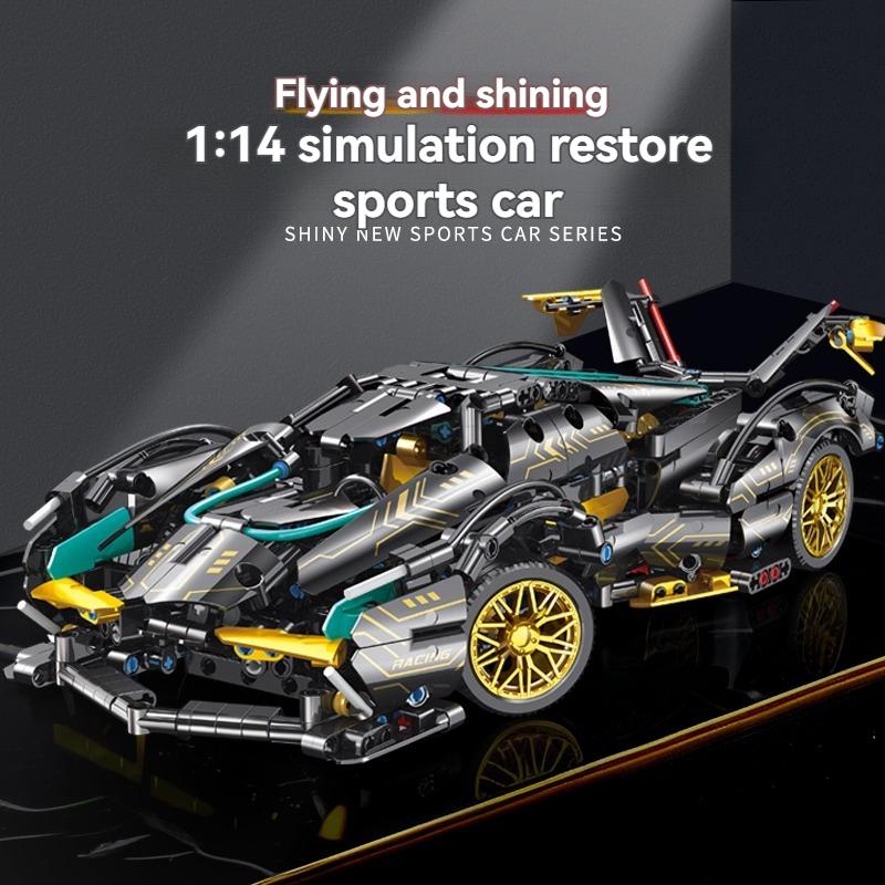 Non-Toxic 1:14 Technical Building Blocks Hypercar Racing Car Creative Model Assemble Vehicle Bricks Toy Birthday Christmas Halloween Gifts
