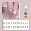24 Pcs/Set Christmas Tree Artificial Nail False Nail French Snowflake Full Cover Stick on Nail Press On Nail