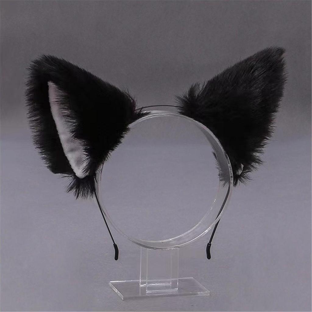 Diadema y pinzas con orejas de animales: Gato, zorro, perro lobo con cascabeles: accesorios para el cabello de cosplay para mujeres.
