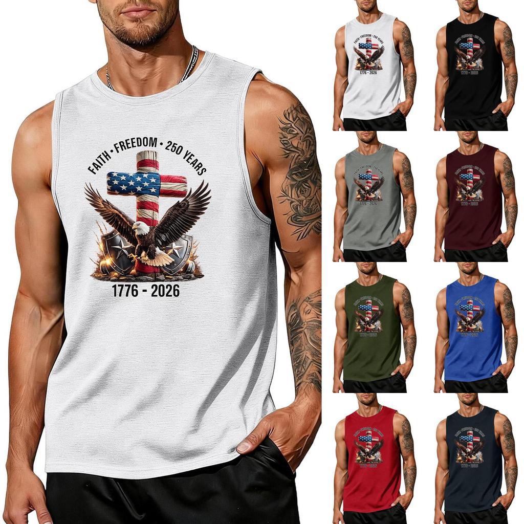 Men's loose and casual print sleeveless shirt