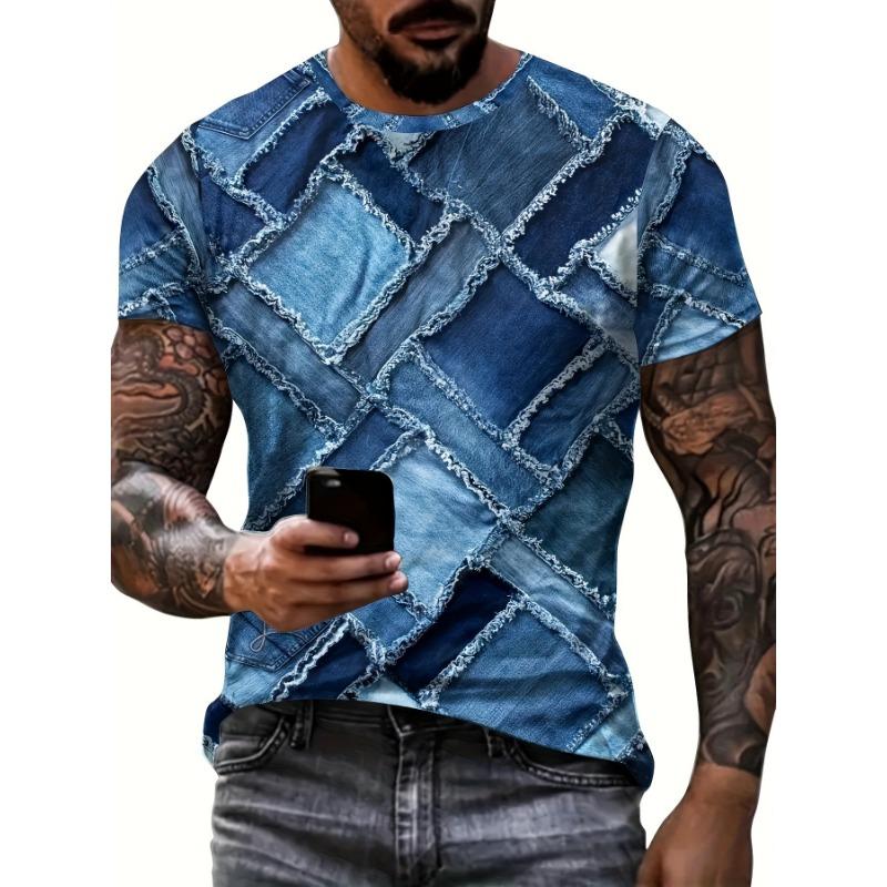 Men's Crew Neck Graphic T-shirt With Fancy Print Summer Short Sleeve Top For Men Men's Soft Trendy Comfy Tee Tops Sportswear