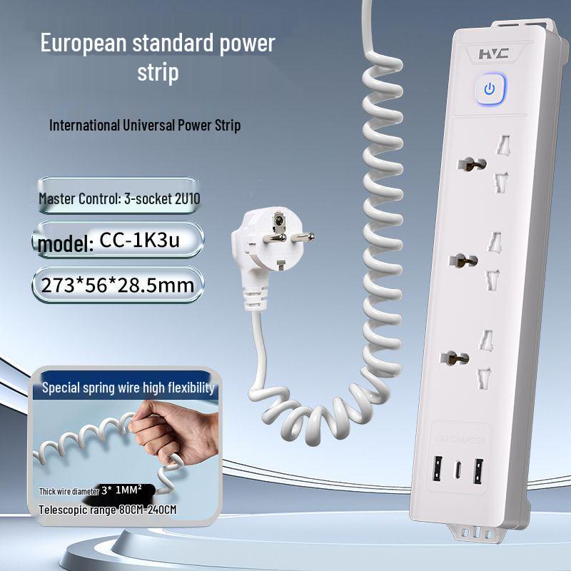 European Standard German Power Strip Extension Cord Adapter for Cross-Border Use