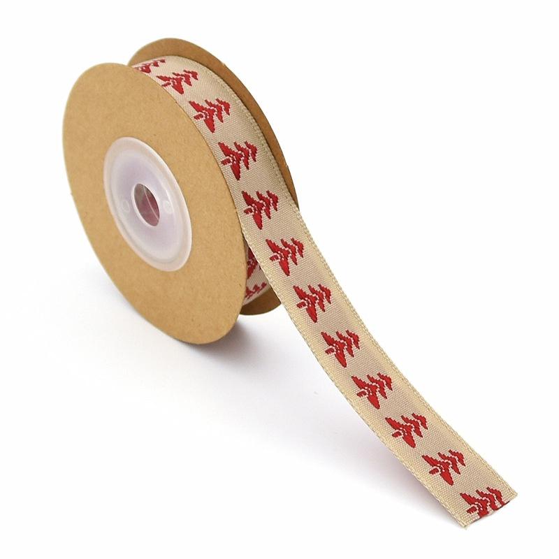 Weihnachtsband aus Baumwolle und Leinen, 1,5 cm, DIY-Zubehör, Band für Weihnachtsgeschenkverpackungen, 4,5 m