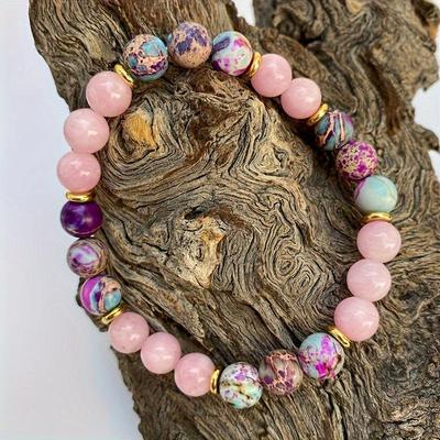 Kaiserstein Rosa Kristall Edelstein Armband für Männer & Frauen